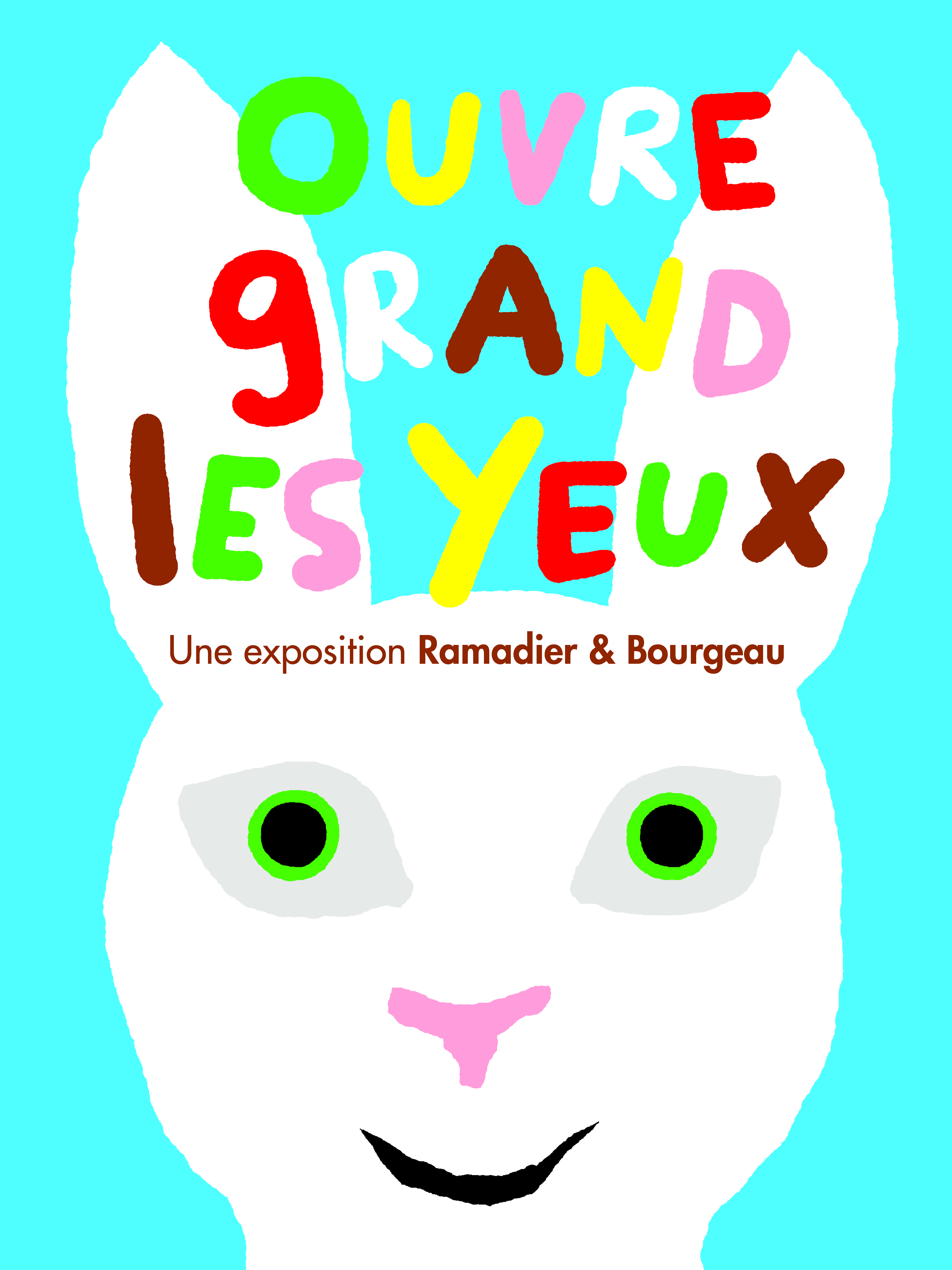 Lapin blanc et texte coloré